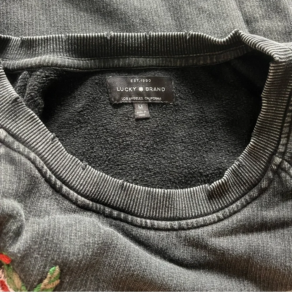 Lucky Brand Black Floral Embroidered Sweatshirt - Picture 9 of 14